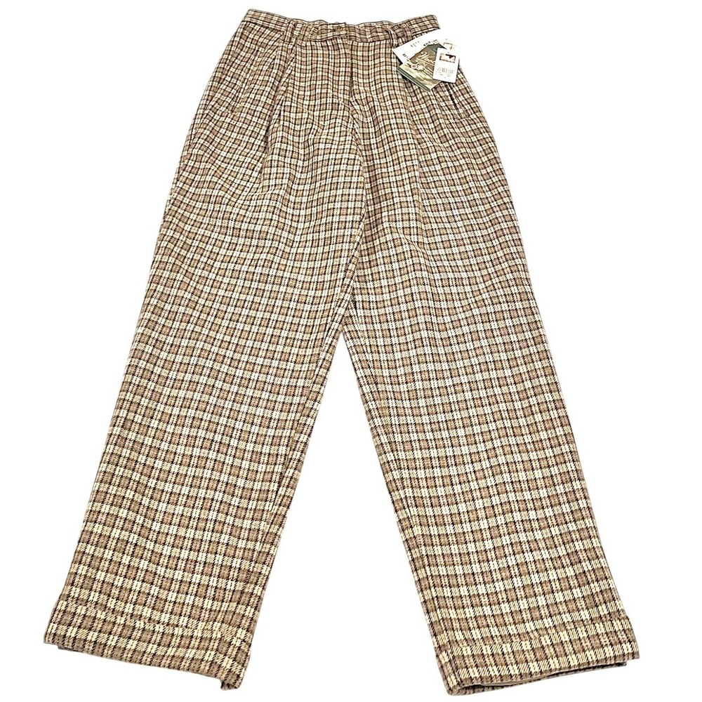 NWT Woolrich Vintage Plaid Wool Blend Pants Women's 8 Brown